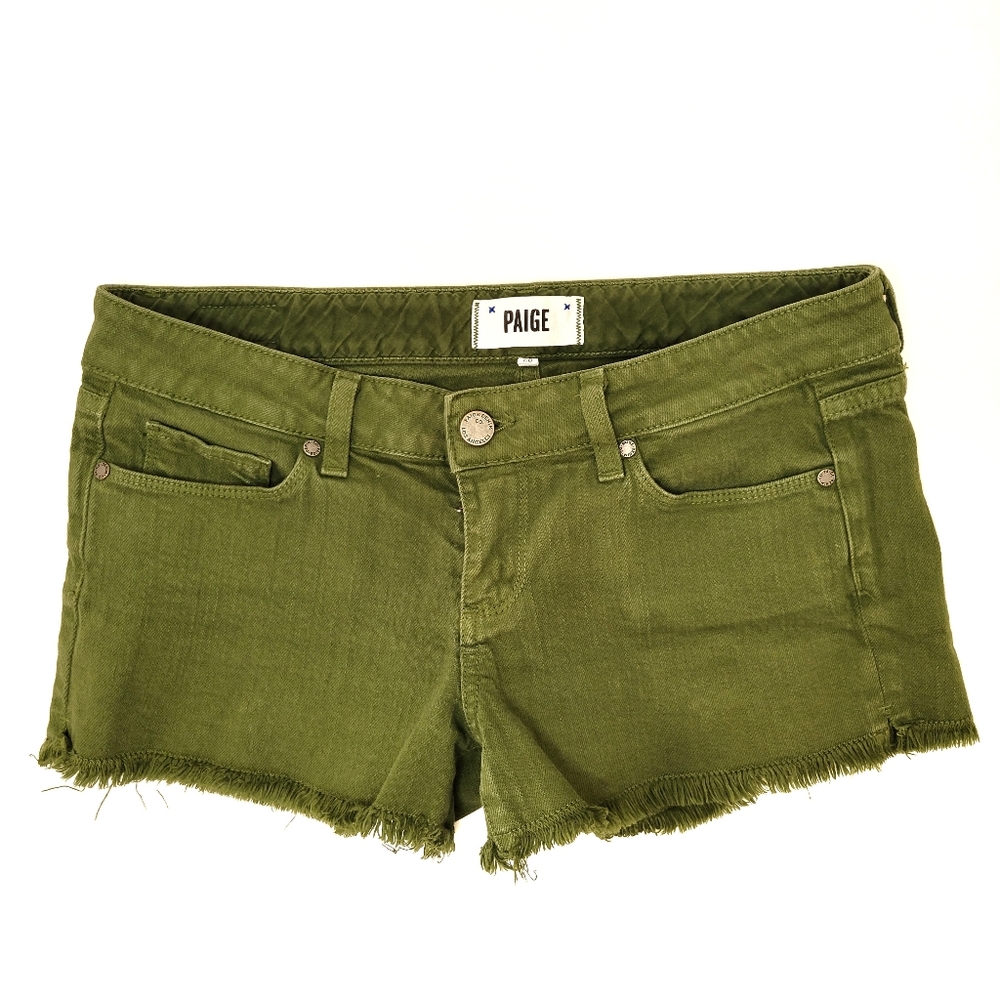 PAIGE army green denim shorts